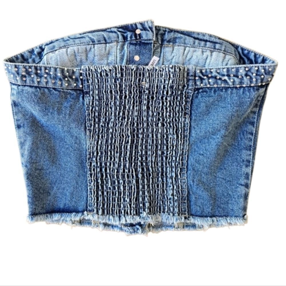 Textured Denim Bustier Top - Picture 7 of 8